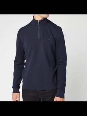 Ted Baker Muggie Half Zip Henley Funnel Neck Navy Sweatshirt Casual Basics xl